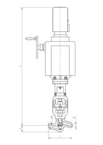 Клапан запорный с электроприводом СА 21137-050-02 DN 50 Pр 137 (аналог 1053-50-0)